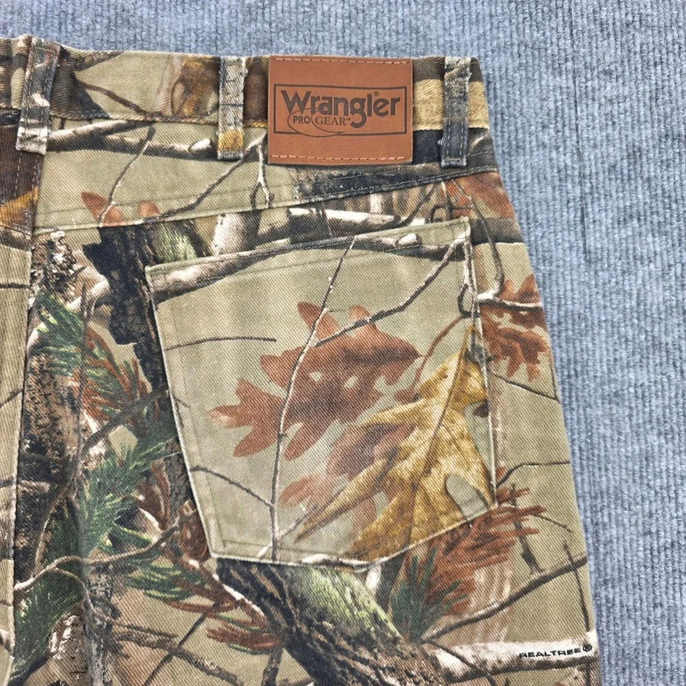 Wrangler Pro Gear Realtree Camo Pants Mens 34x32 Straight Leg Cotton PG001AP